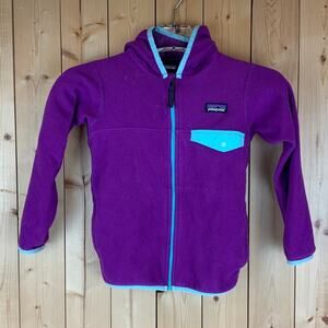 Patagonia Kids Full-Zip Fleece Hoodie Jacket, Plum - Size Kids 5T